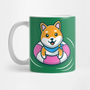 Cute Shiba Inu Dog Floating With Swimming Tires Mug